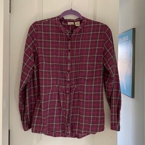 LL Bean Plaid Pintuck Button Down XS